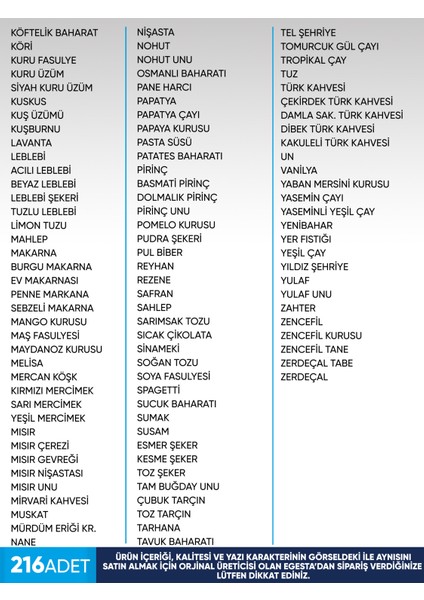 216 Adet Kare-Yıkanabilir Baharat-Bakliyat-Kuruyemiş-Bitki-Çay-Kahve Kavanoz Etiket sticker fırsatları