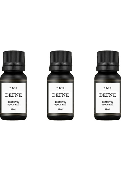 Defne Esansiyel Uçucu Yağ 3 Adet Buhurdanlık Yağı Difüzör Esansı Aromaterapi Yağı 3 x 10 ml