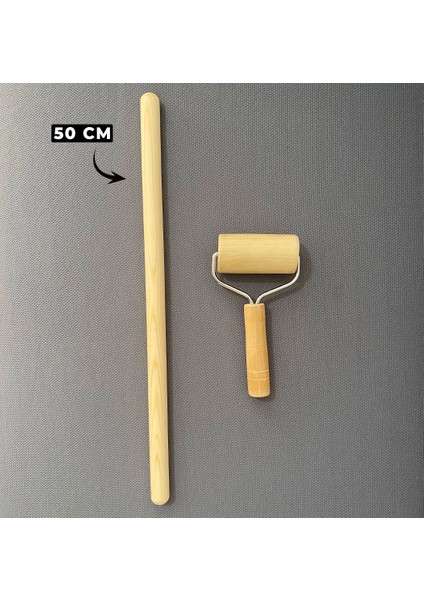 Flavor Kitchen Ahşap Oklava+Silindir Rulo/rulet Hamur-Kurabiye Açıcı/şekillendirici 2'li Set