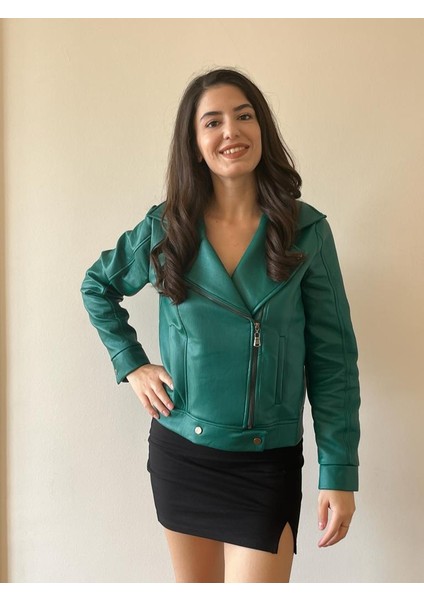 Fermuarlı Şık Deri Ceket