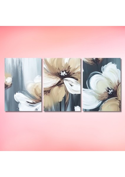 3'lü Kanvas Duvar Tablosu Seti Soft Çiçek Deseni indirimleri