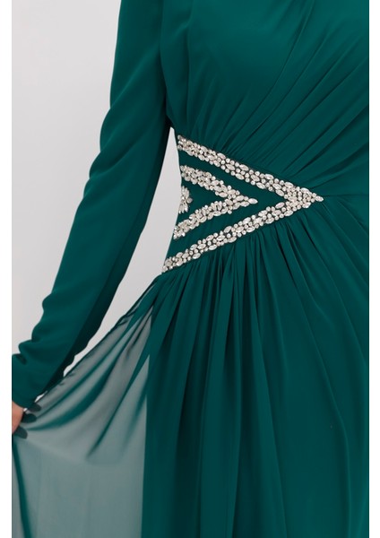 4532 Şifon Kumaş Beli Taş Detaylı Abiye fırsatları