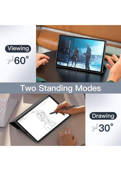 Samsung Galaxy Tab S9 Fe/S10 Fe 10.9 Inç Kılıf Akıllı Smart Uyku Modlu Standlı Arkası Şeffaf Kapak Slim SM-X510 X520