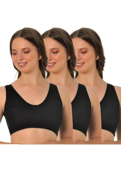 (3 Lü Paket) Anne Ribana Kumaş Yarım Atlet Sütyen 3004