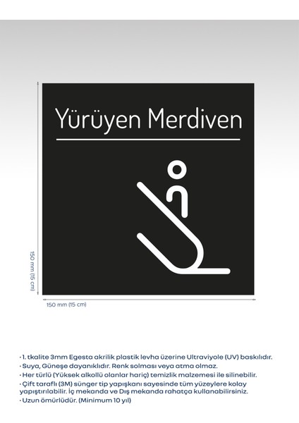 Merdiven Yönlendirme Levhası - Siyah Zeminli