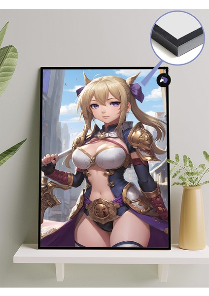 Sarı Savaşçı Anime Kızı Manga Anime Çerçeveli Tablo - Çerçeveli Poster