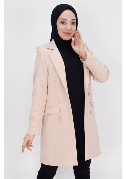 2402 Düğme Detaylı Kruvaze Yaka Blazer Ceket modelleri