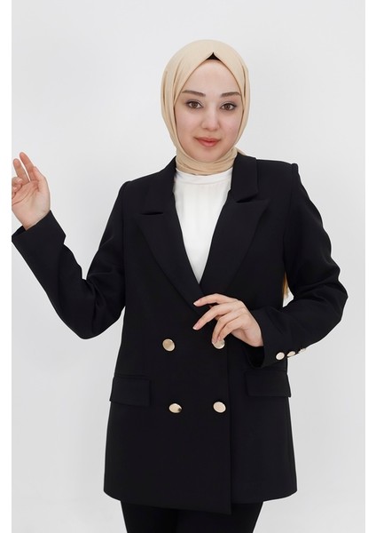 2403 Sahte Cep Detaylı Kısa Boy Kruvaze Yaka Blazer Ceket modelleri