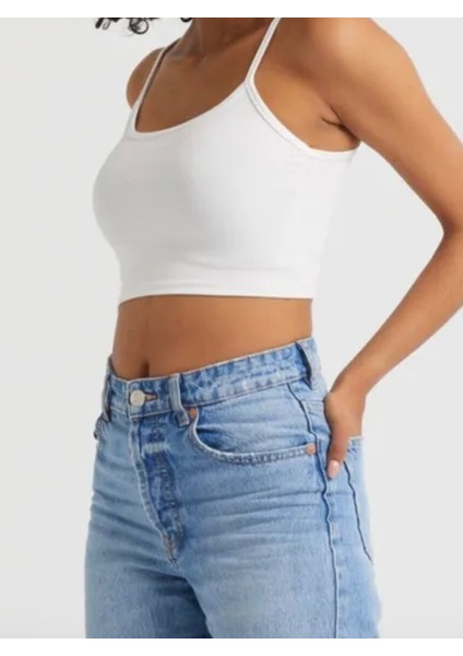 Çift Katlı Askılı 2 Adet Kadın Crop Organik Kumaş Tshirt