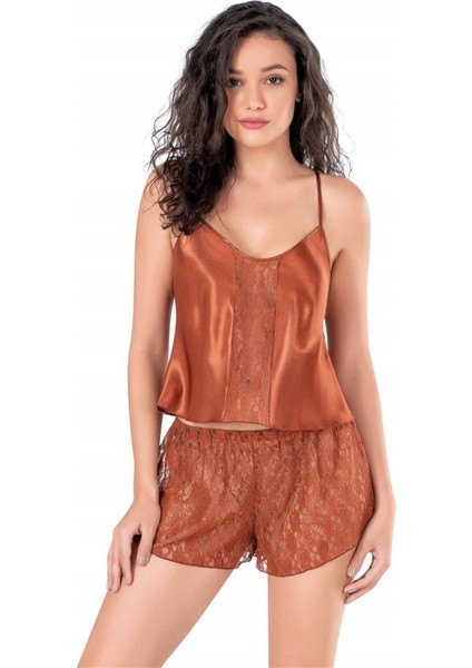 Beruflic Tarçın Saten Babydoll Şort Takımı