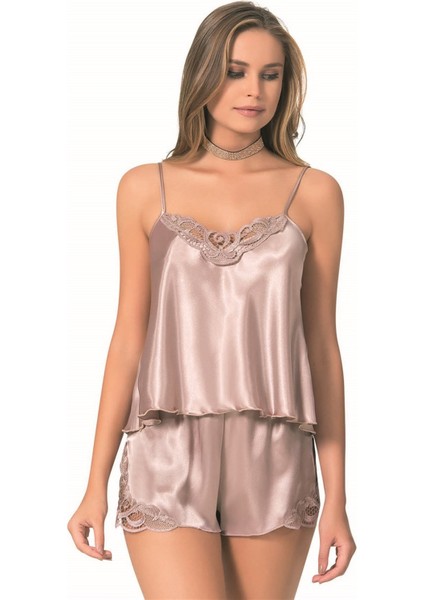 Beruflic Vizon Saten Babydoll Şort Takımı