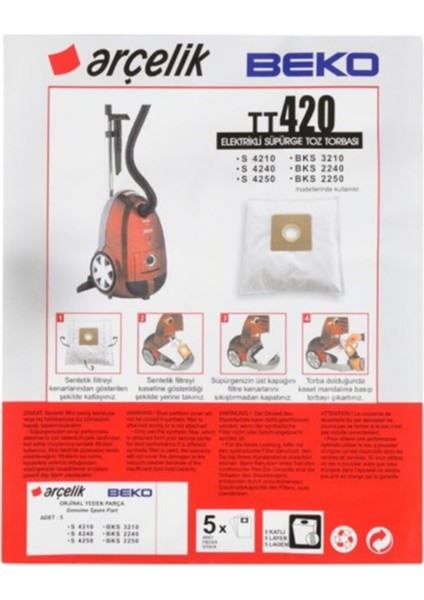 Ithalatçı Garantili Trb 3982 A 800 W Süpürge Toz Torbası 20 Adet Beyaz