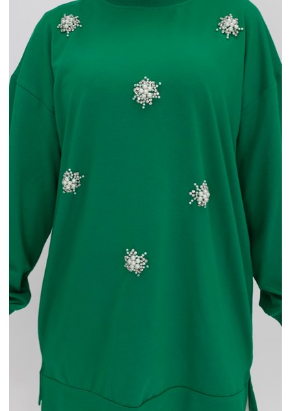 20001 2 Ip Kumaş Taş ve Inci Detaylı Sweatshirt