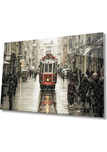 Istanbul Istiklal Caddesi Manzara Dayanıklı Cam Tablo Hediye