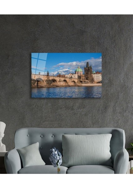 Eski Köprü Doğa Cam Tablo, Ev ve Ofis Duvar Dekoru, Hediyelik Büyük Temperli 4 mm Cam Tablo