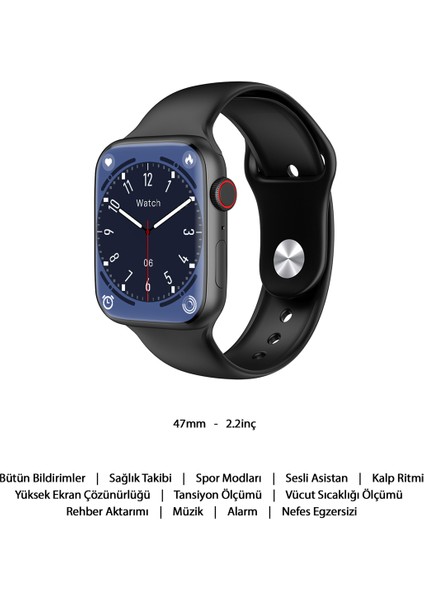 2" - 2.5" Watch 9 Pro Akıllı Saat Tüm Telefonlarla Uyumlu Akıllı Saat 47MM 2.2inç Akıllı Saat Andro