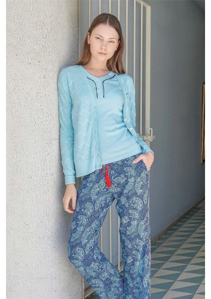 Kadın Modal V Yaka 3'lü Ince Pijama Takımı 10048 - 1 Adet