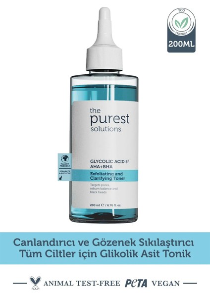 The Purest Solutions Canlandırıcı Tüm Ciltler Için Glikolik Asit Tonik 200 ml