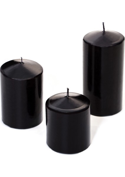 3'lü Siyah Silindir Mum Seti(5,5 cm-7,5 cm-10 cm) fiyatları