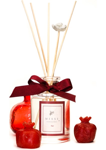 110 ml Silindir Şişe Nar Bambu Çubuklu Oda Kokusu