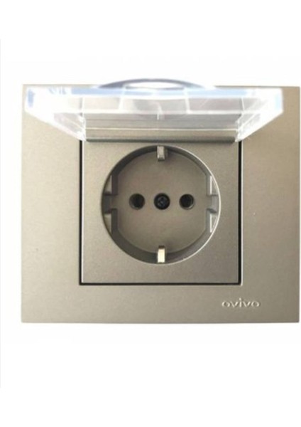 Antrasit Topraklı Kapaklı Piriz Çerçevesiz