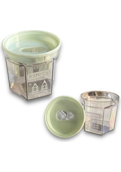 K-3008 Çift Bıçaklı Hazneli Kalemtraş – Pastel Yeşil