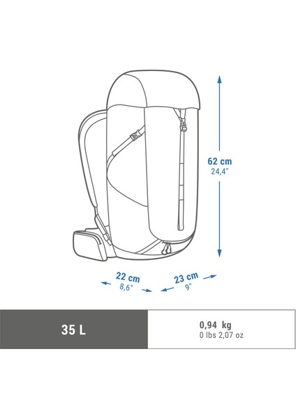 Outdoor Sırt Çantası - Haki - 35 L - Mh100