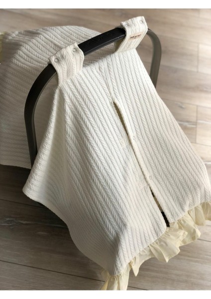 Derin Boutiques Krem Örgü Pike Krem Fırfırlı Puset Örtüsü fiyatları