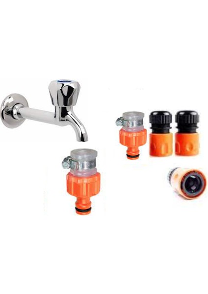 Garden MR010 Kelepçeli Musluk Hortum Adaptörü Stoperli 3 Parça 1/2''