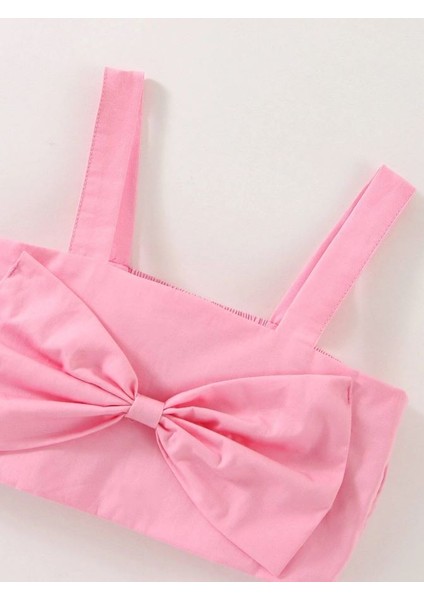 Kız Çocuk Papyonlu Üst ve Pileli Etekli Takım fırsatları