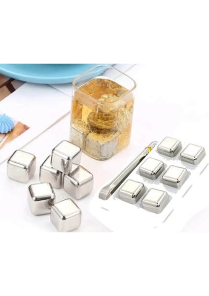 4'lü Küp Paslanmaz Çelik Buz Kalıbı Sulandırmayan Erimeyen Buz Küp Maşa DAHİL DEĞİLDİR indirimleri