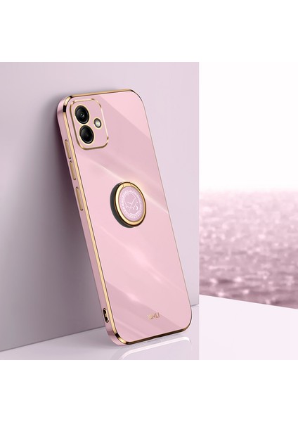 Samsung Galaxy A05 Için 4g Kasa Elektrokaplatma Kenar Yüzüğü Kickstand Tpu Telefon Kılıfı (Yurt Dışından)