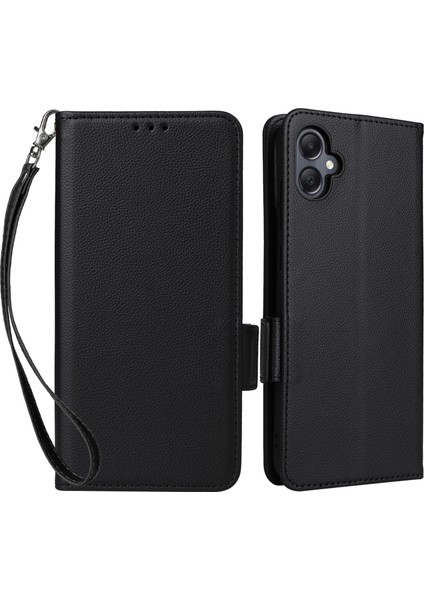 Samsung Galaxy A05 Için 4g Case Litchi Doku Cep Telefonu Deri Kapağı Strap Telefon Kılıfı (Yurt Dışından)