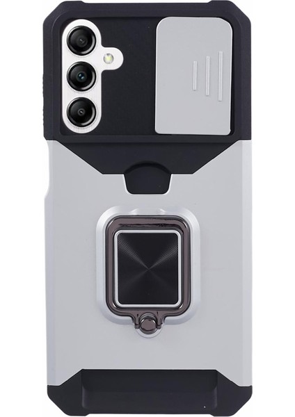 Samsung Galaxy A15 5g Case Pc+Tpu Kart Tutucu Telefon Kickstand Cover Silver Telefon Kılıfı (Yurt Dışından)