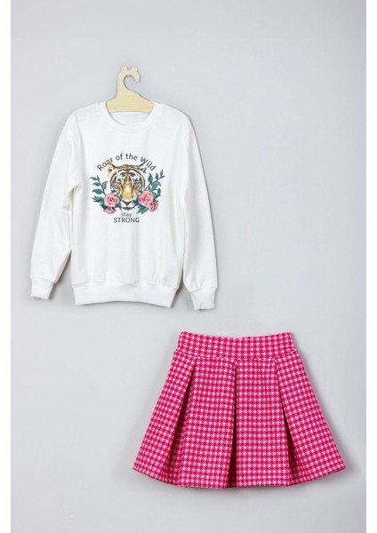 Yeni Sezon Naturel Kaplan Baskılı Etek Sweat Takım