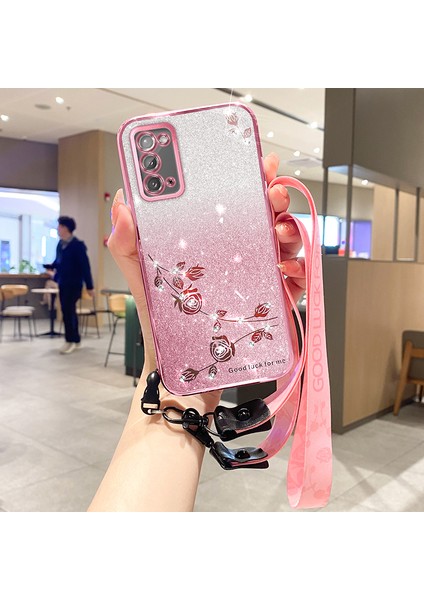 Samsung Galaxy NOTE20 Için Kadem 5g NOTE20 Case Tpu Glitter Cep Telefonu Strap Rose Altın Telefon Kılıfı (Yurt Dışından)