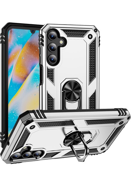 Samsung Galaxy A15 5g Case Pc+Tpu Şok Geçirmez Kickstand Silvertelefon Kılıfı (Yurt Dışından)