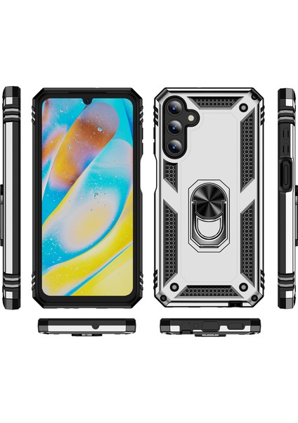 Samsung Galaxy A15 5g Case Pc+Tpu Şok Geçirmez Kickstand Silvertelefon Kılıfı (Yurt Dışından)