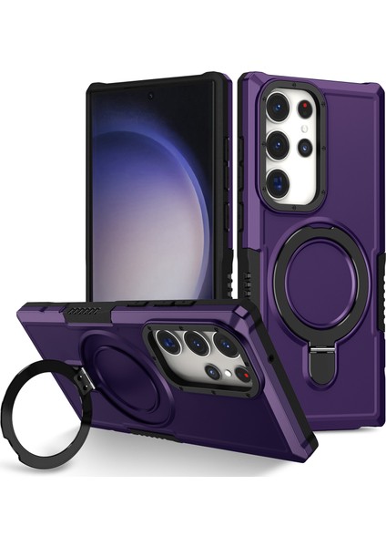 Samsung Galaxy S23 Için Ultra Case Manyetik Tpu+Pc Ring Kickstand Dark Telefon Kılıfı (Yurt Dışından)
