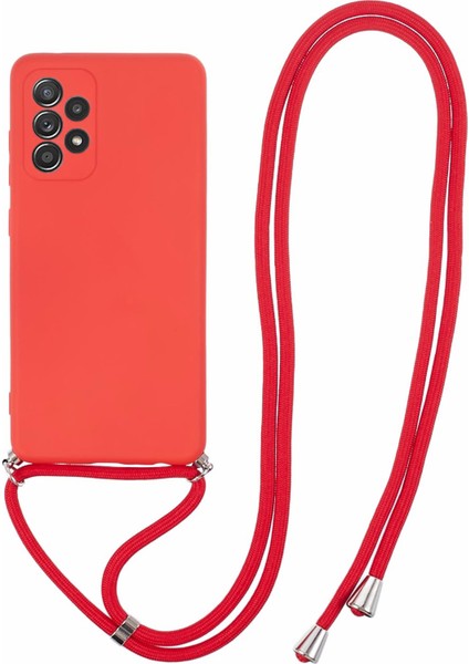 Samsung Galaxy A72 4g 5g Kasa Için Yumuşak Tpu Fiber Astar Long Lanyard Redtelefon Kılıfı (Yurt Dışından)