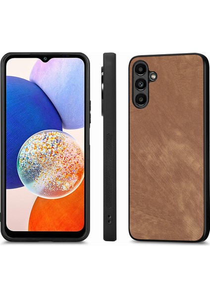 Samsung Galaxy A14 4g Pu Deri Kaplamalı Pc Yüksek Alüminyum Silicon Cam Film Retro Telefon Kılıfı (Yurt Dışından)