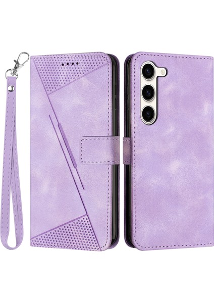 Samsung Galaxy S23+ Üçgen Izleme Koruyucu Deri Cüzdan Stand Kapağı Strap Lu Telefon Kılıfı (Yurt Dışından)