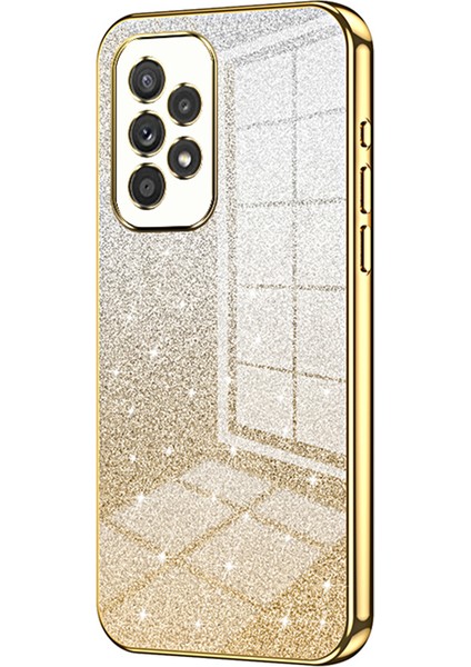 A33 Için 5g Case Hassas Kesme Gradyan Glitter Tam Telefon Geri Koruyucu Gold Telefon Kılıfı (Yurt Dışından)