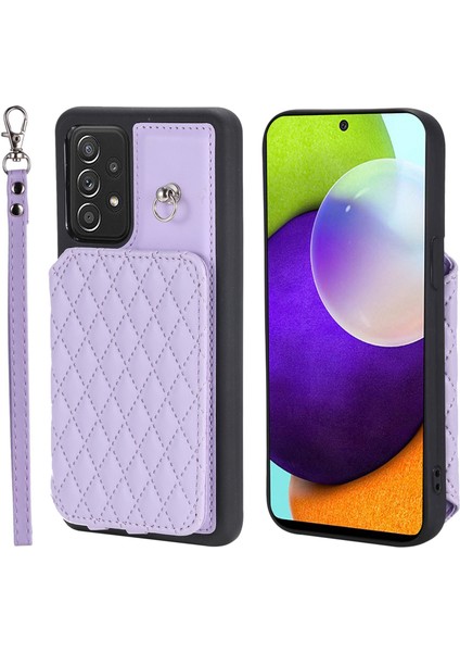 Samsung Galaxy A52 4g 5g A52S 5g Rfıd Engelleme Kickstand Case Pu Deri Kaplamalı Tpu Telefon Kabuğu B K Kayış Telefon Kılıfı (Yurt Dışından)