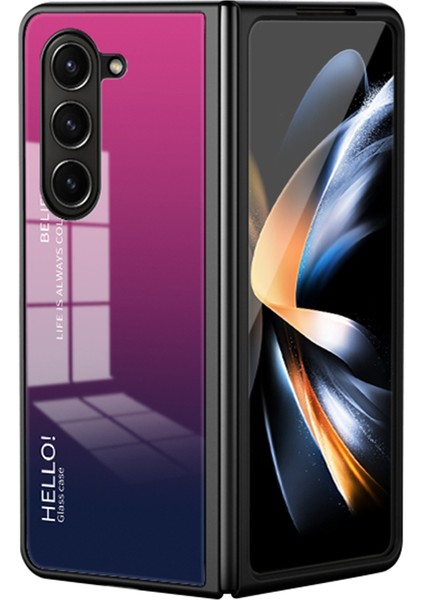 Samsung Galaxy Z For Fold5 5g Temperli Cam Gradyan Renk Pc+Tpu Koruyucu Sınıfı Gül Telefon Kılıfı (Yurt Dışından)