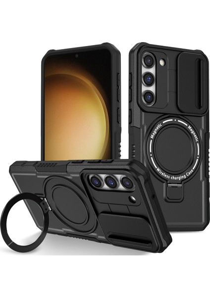 Samsung Galaxy S23+ Case Pc+ Tpu Slayt Kameralı Manyetik Telefon Kılıfı (Yurt Dışından)
