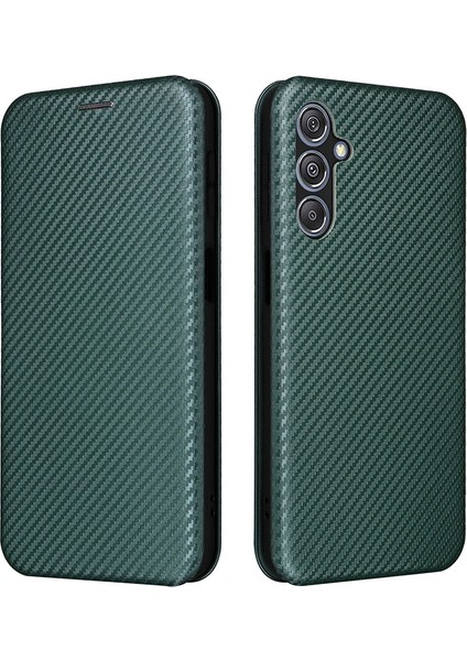 Samsung Galaxy Için F34 5g M34 5g Pu Deri Karbon Fiber Doku Kartı Telefon Tutucu Stand Telefon Kılıfı (Yurt Dışından)