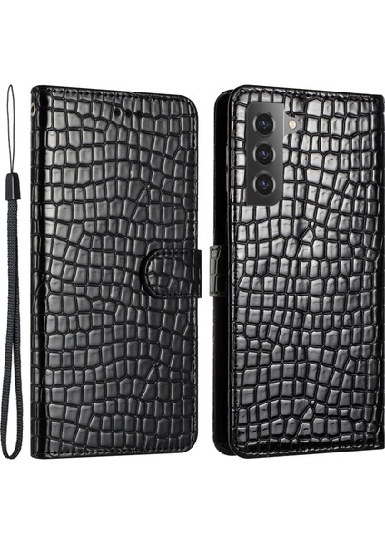 Samsung Galaxy S21 Fe 5g Için Katlanabilir Stand Kabuğu Telefon Deri Cüzdan Kapağı Trace Timsah Doku Telefon Kılıfı (Yurt Dışından)