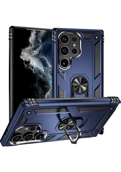 Samsung Galaxy S24 Ultra Case Tpu+Pc Ring Kickstand Telefon Geri Kabuk Için Telefon Kılıfı (Yurt Dışından)