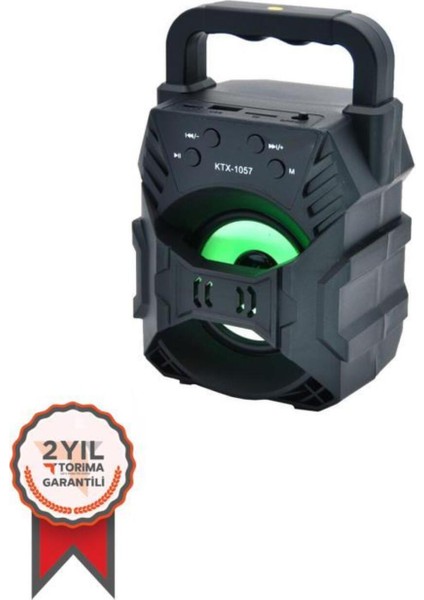 Siyah KTS-1057 Işıklı Bluetooth Hoparlör Siyah 2 Yıl